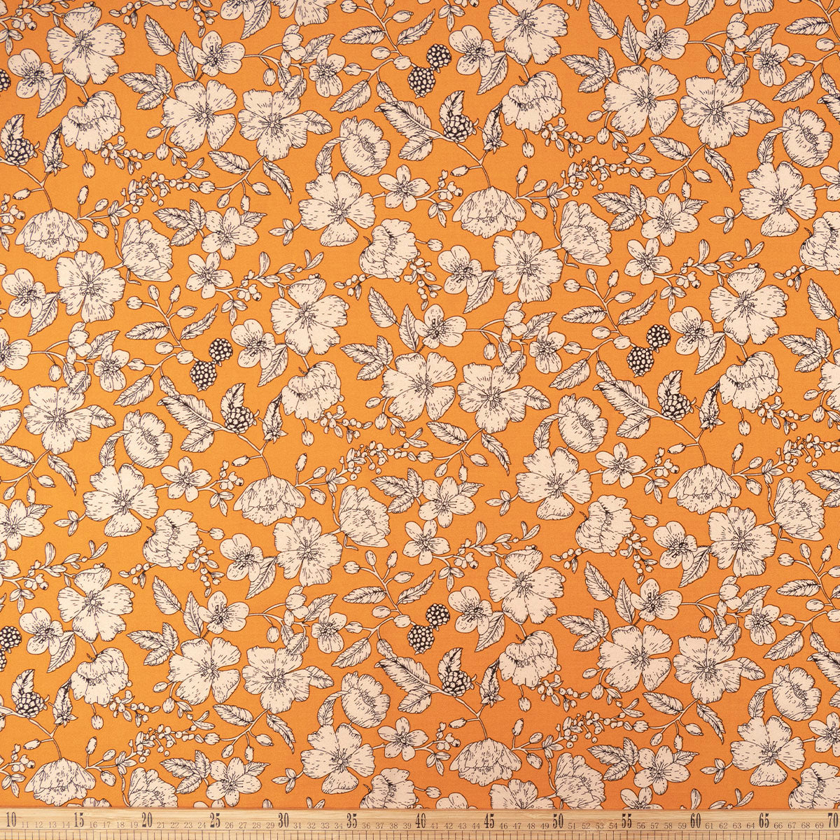 FIBRANA ESTAMPADA AMARILLO MINERAL CON FLORES BLANCAS