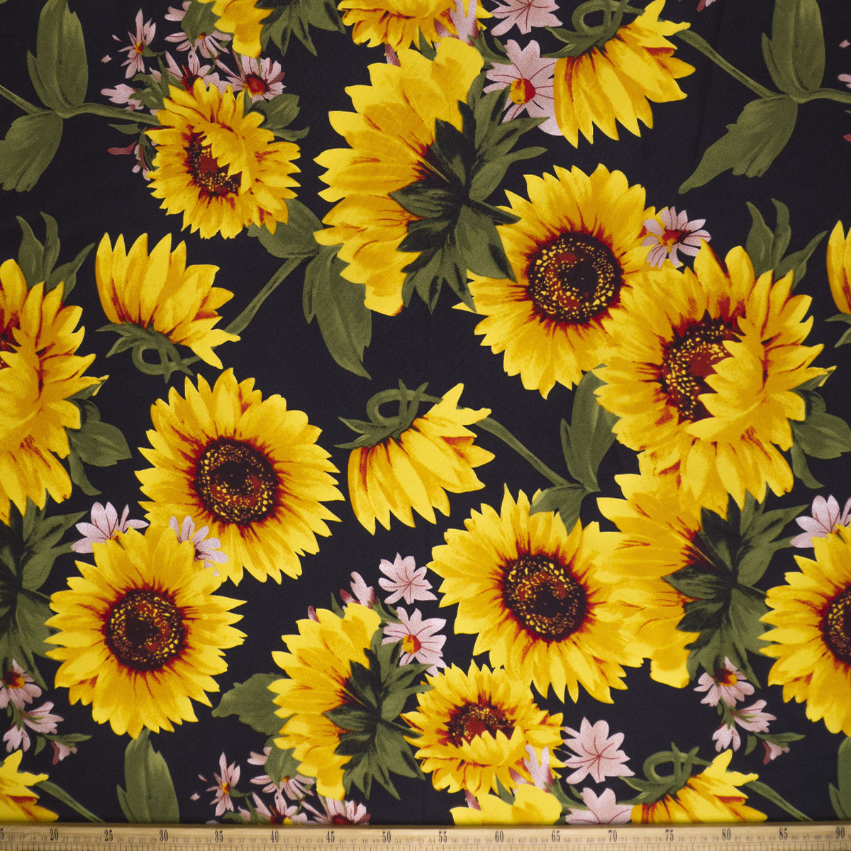 MANTELERIA ESTAMPADA NEGRO METEORITO CON GIRASOLES