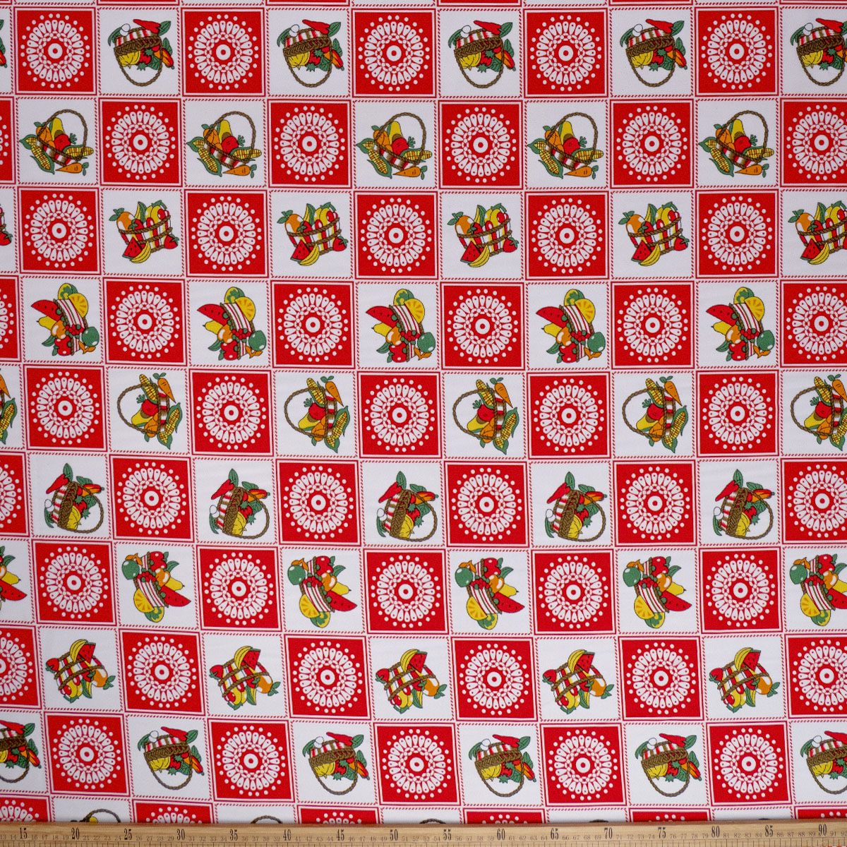 MANTELERIA ESTAMPADO ROJO CARMESI