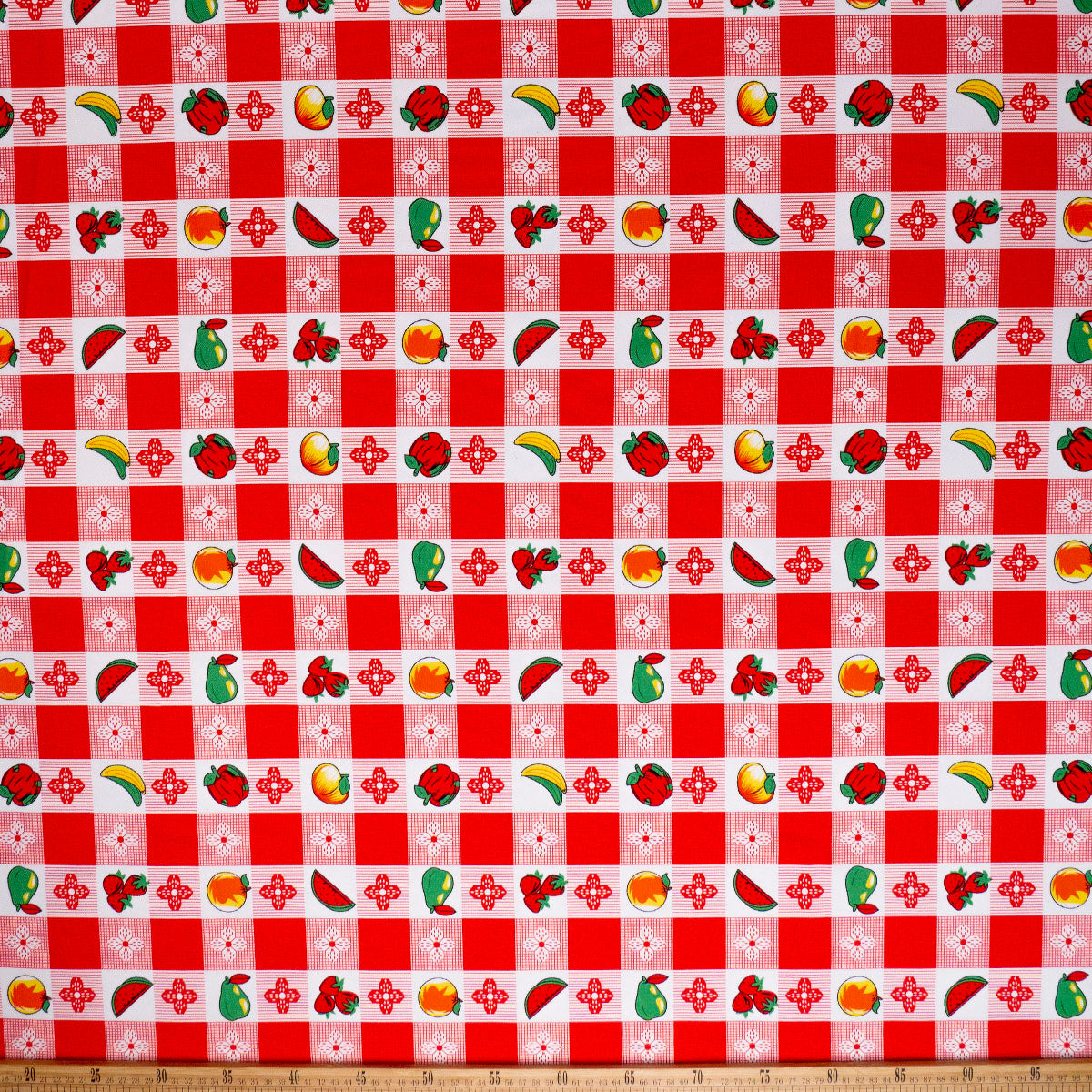 MANTELERIA ESTAMPADO ROJO CARMESI CUADRILLE FRUTAL