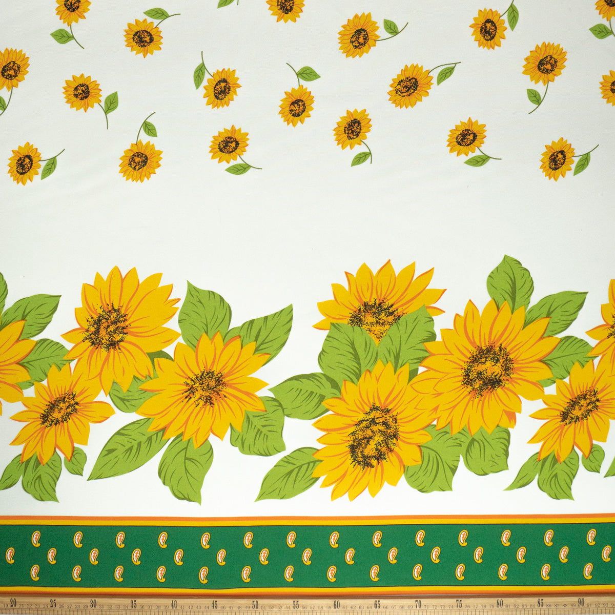MANTELERIA ESTAMPADO VERDE FRIJOL CON GIRASOLES