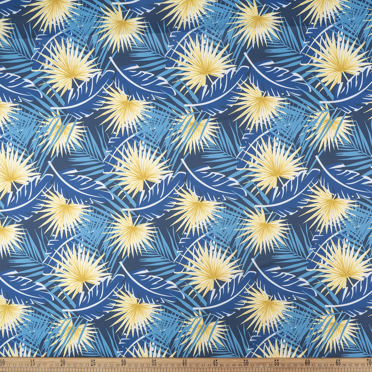 MICROFIBRA ESTAMPADA AZUL INDIGO MOOD HOJAS
