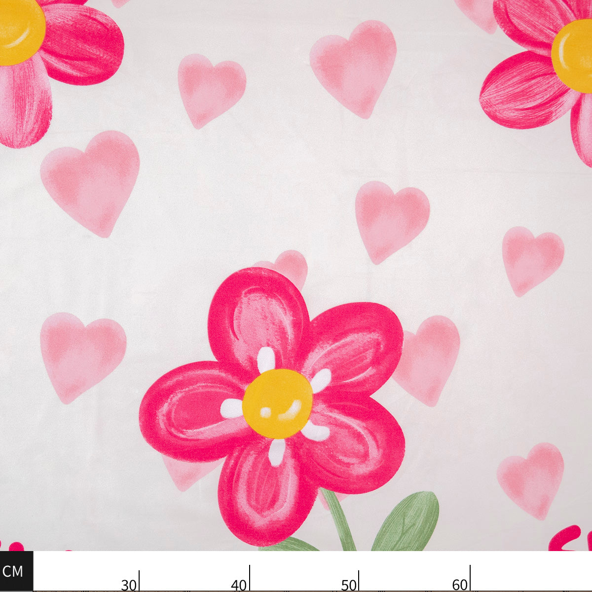 PERCAL INFANTIL BLANCO BRILLANTE CON FLORES ROSADAS