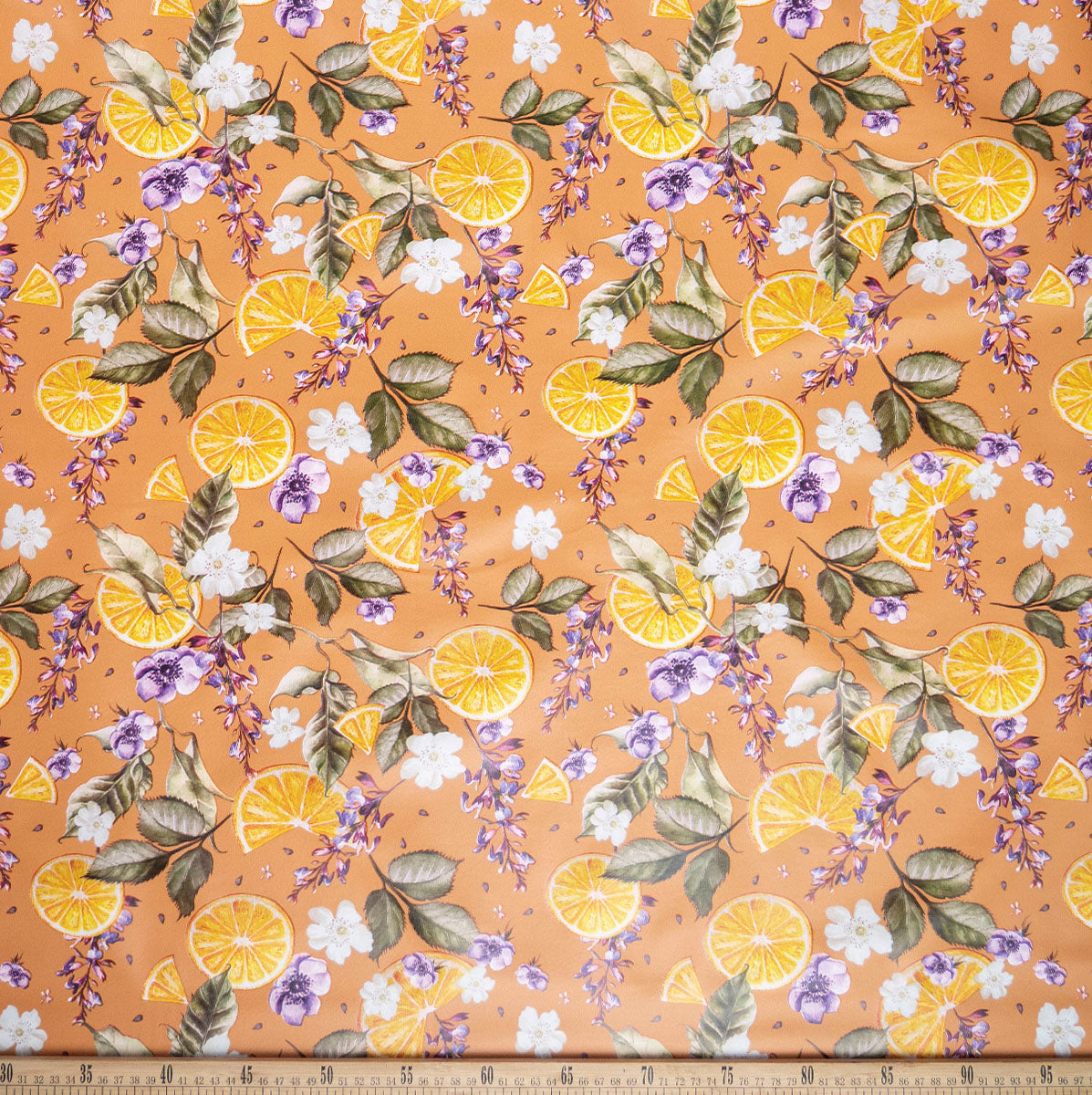 PVC DOBLE ESTAMPADO NARANJA CORAL GOLD CON NARANJAS