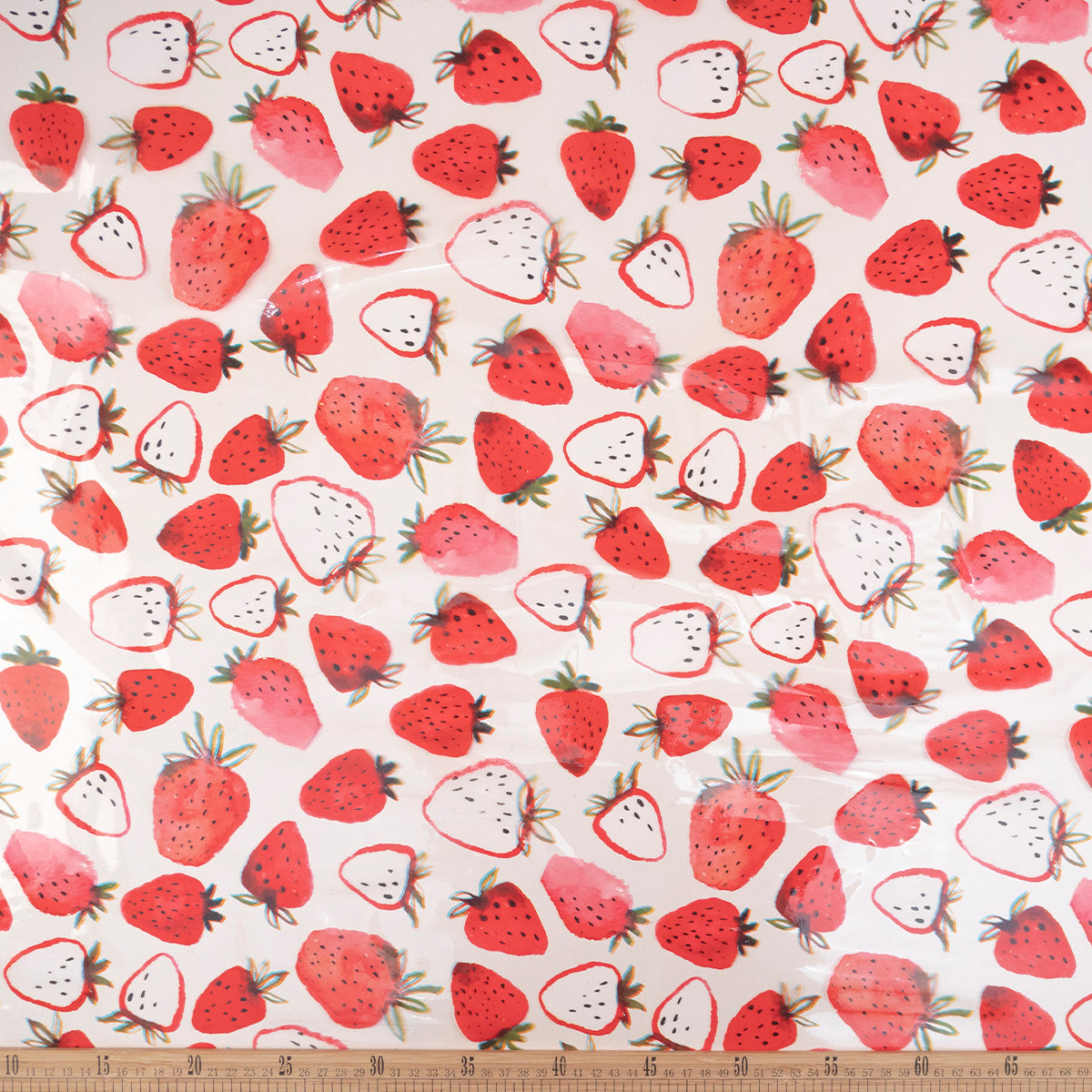 PVC ESTAMPADO ROJO MARTE CON FRUTILLAS