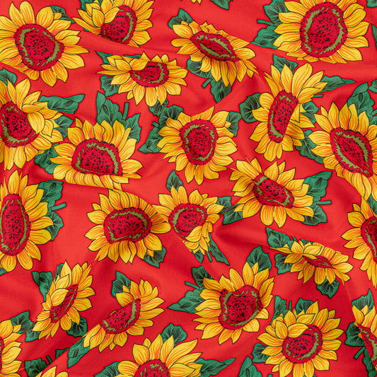 MANTELERIA ESTAMPADO ROJO CARMESI GIRASOLES