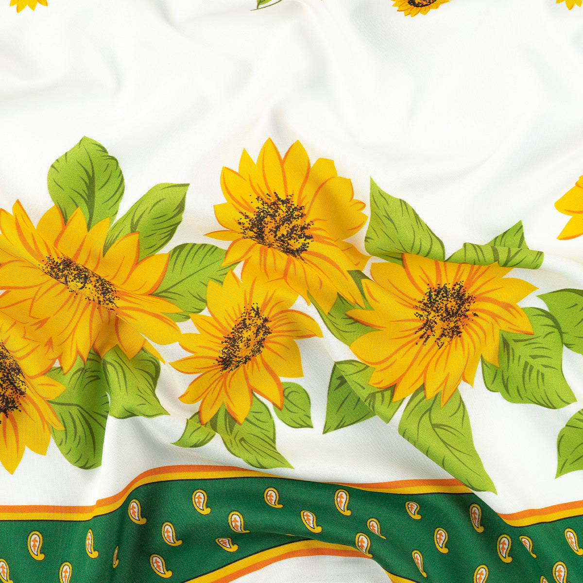 MANTELERIA ESTAMPADO VERDE FRIJOL CON GIRASOLES
