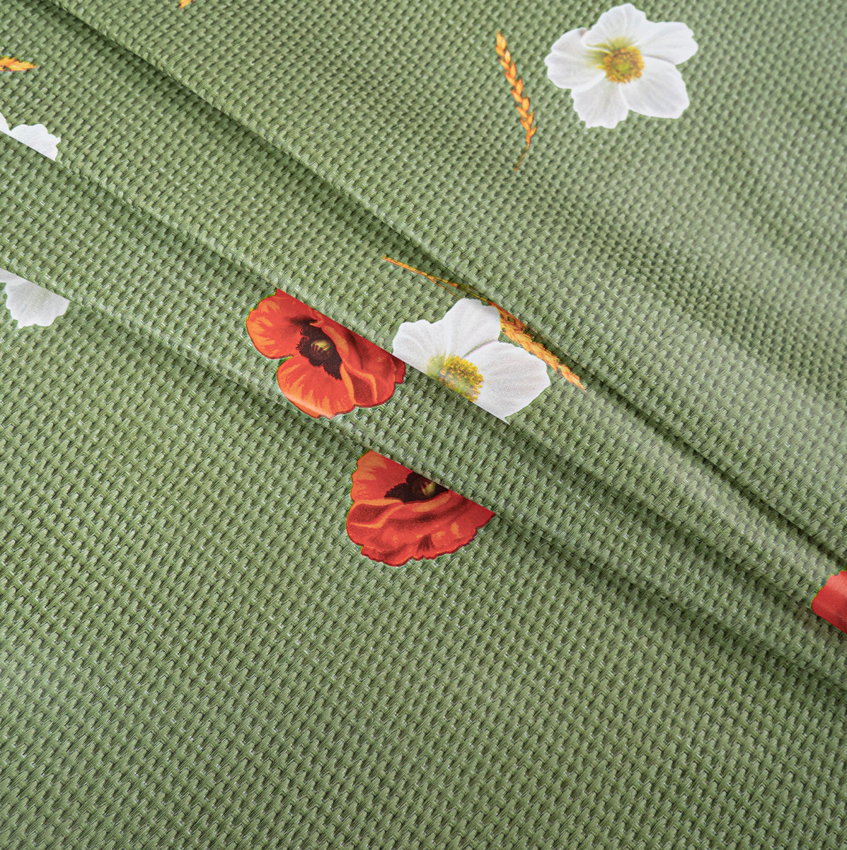 PVC DOBLE ESTAMPADO VERDE CON FLORES Y GUARDAS