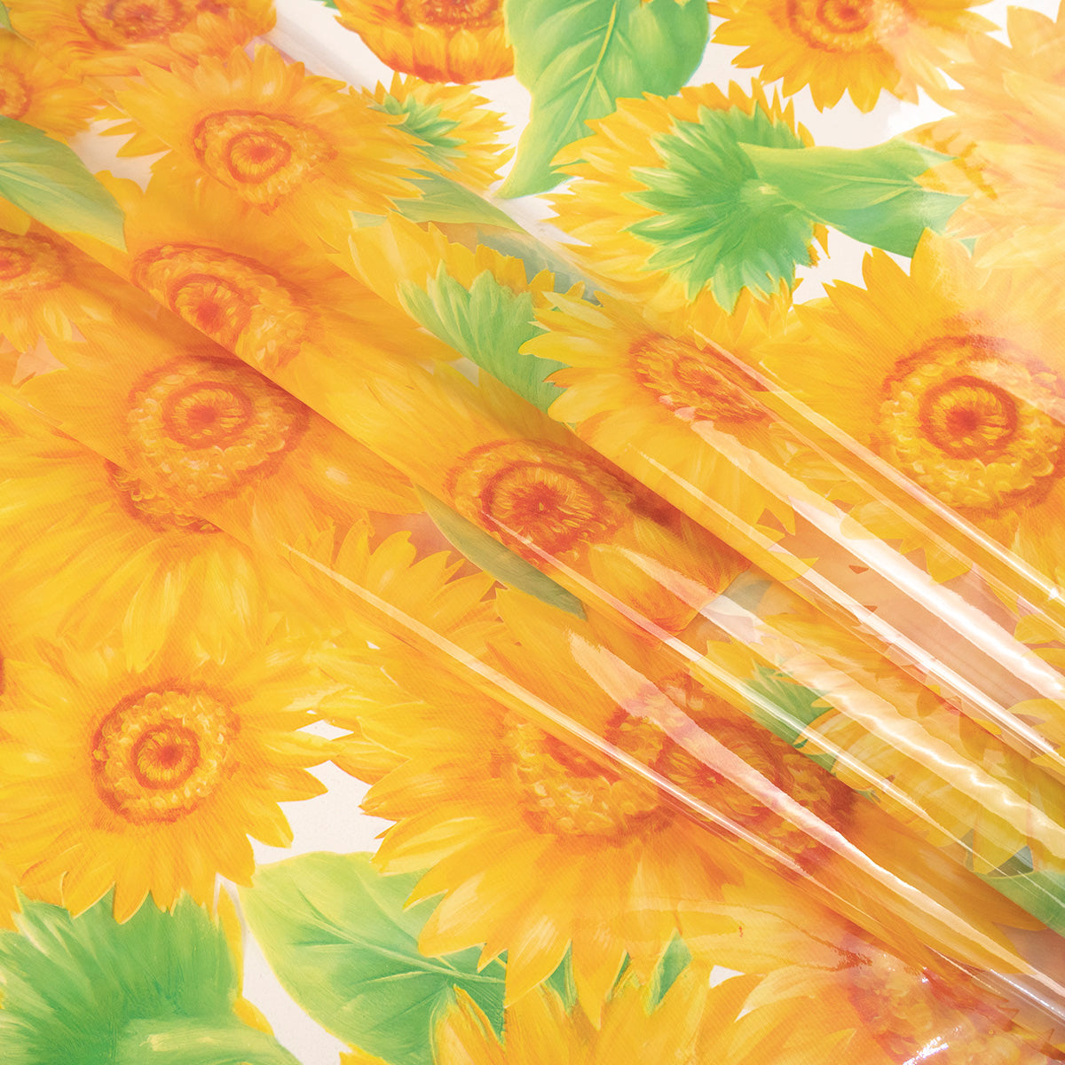 PVC ESTAMPADO AMARILLO ORO CON GIRASOLES