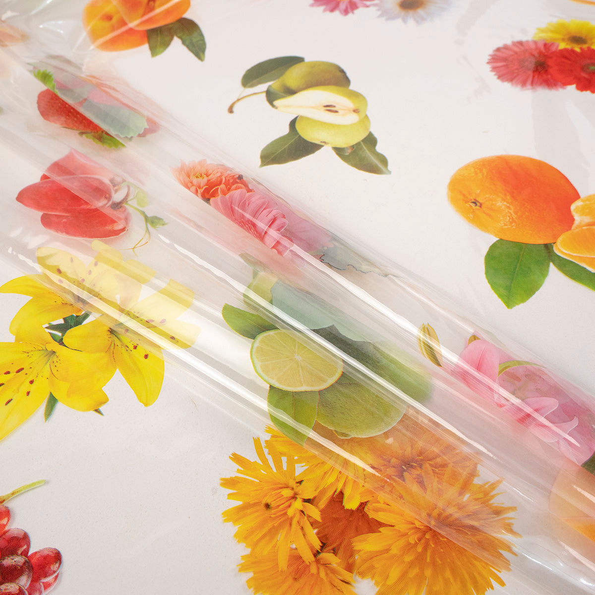 PVC ESTAMPADO NARANJA EXUBERANTE CON GUARDAS