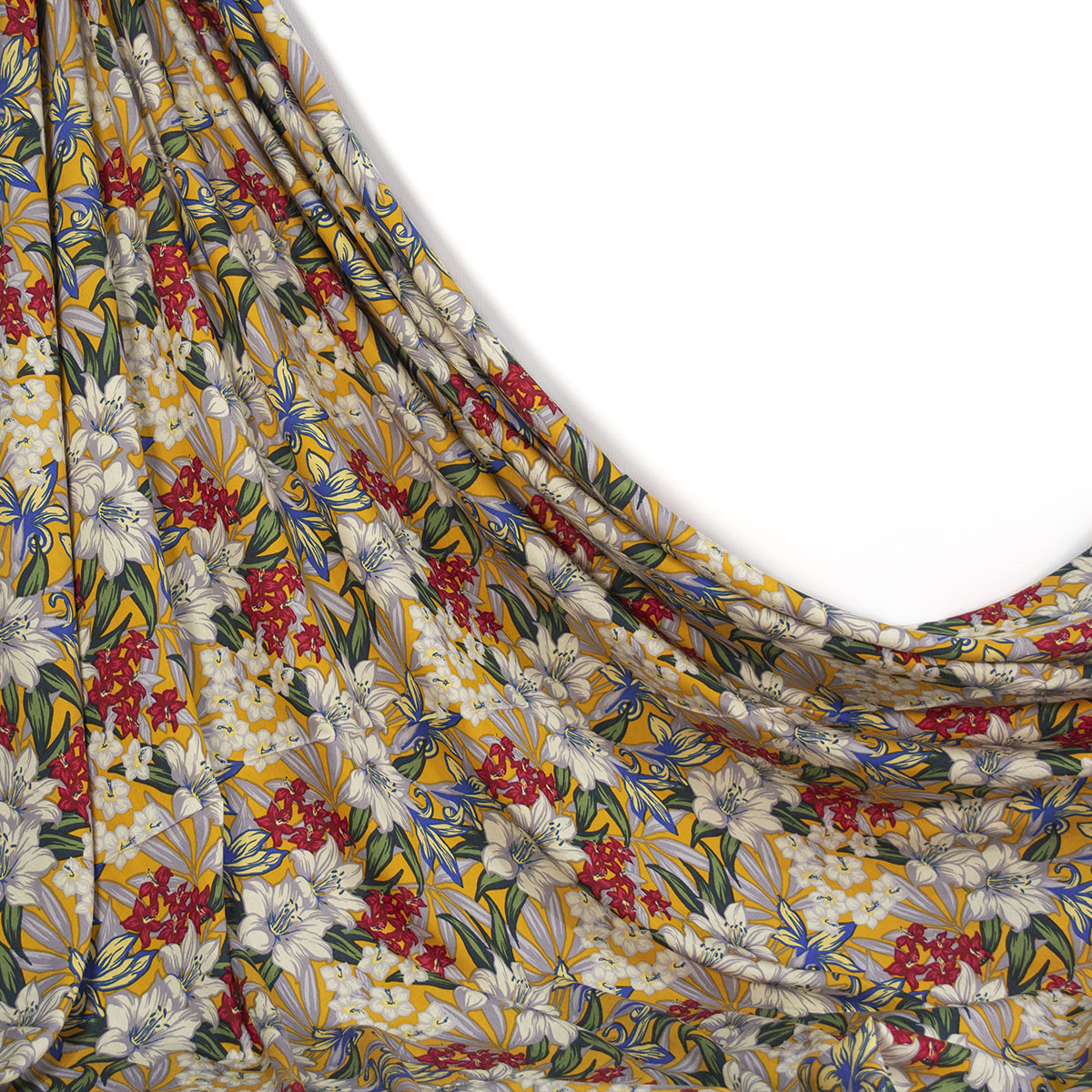 FIBRANA NYLON ESTAMPADO AMARILLO MINERAL FLORES COLORIDAS
