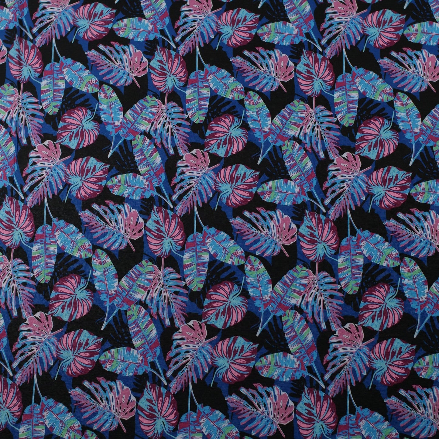 CREPE CEY ESTAMPADO AZUL COSTAL CON HOJAS