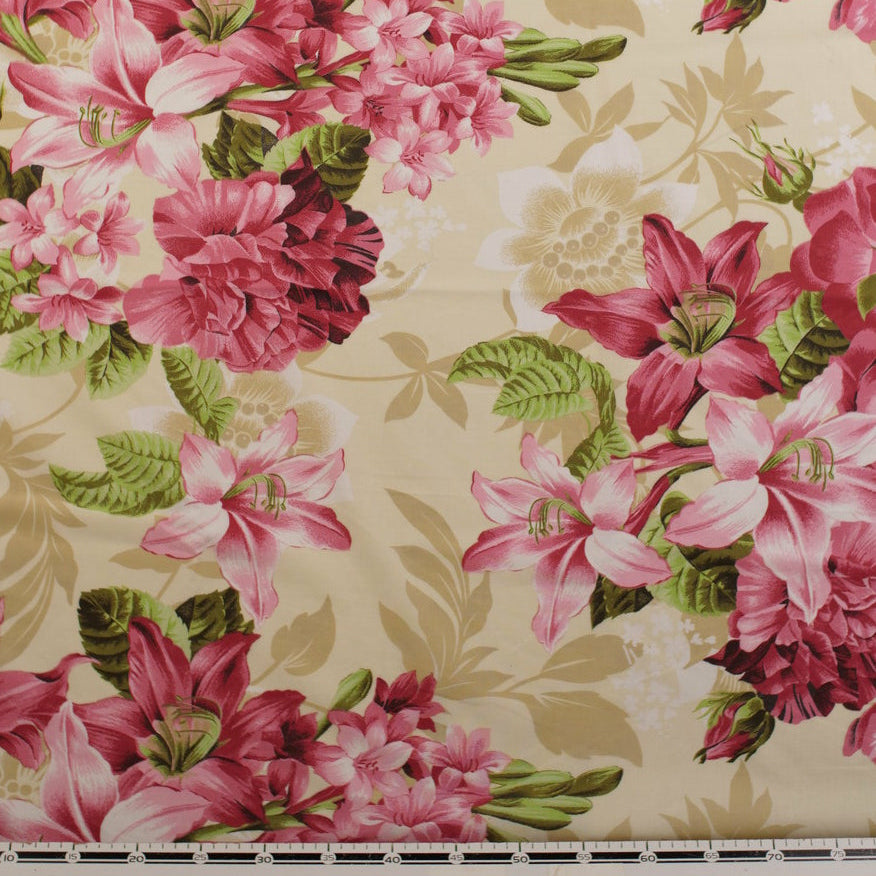 PERCAL TC ESTAMPADO XL BEIGE TRIGO FLORAL