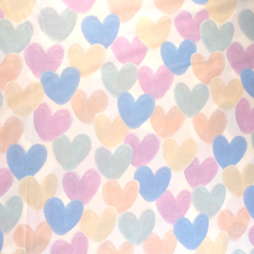 PERCAL 200 HILOS INFANTIL BLANCO BRILLANTE CON CORAZONES