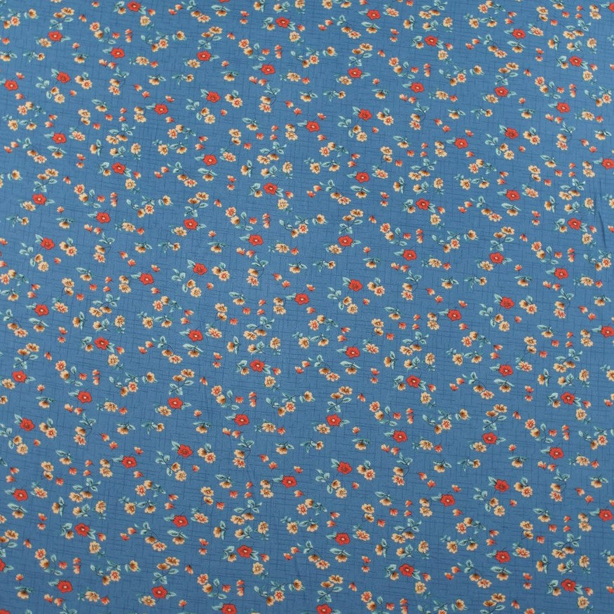 PIEL DE DURAZNO ESTAMPADO AZUL LIBELULA