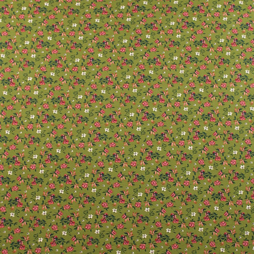 PIEL DE DURAZNO ESTAMPADO VERDE RAMILLETE