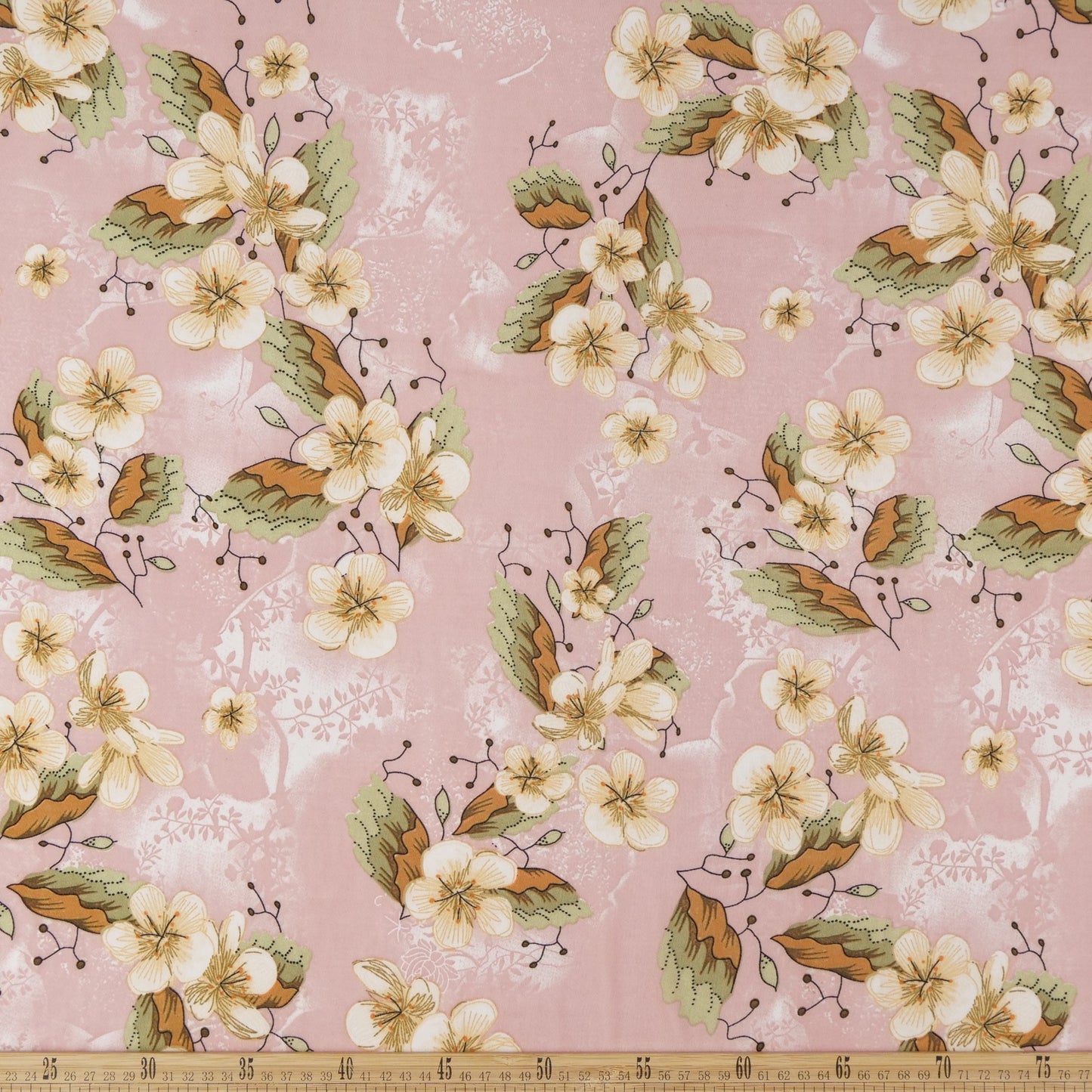 MODAL ESTAMPADO ROSA ORQUIDEA CON FLORES Y HOJAS GRANDES