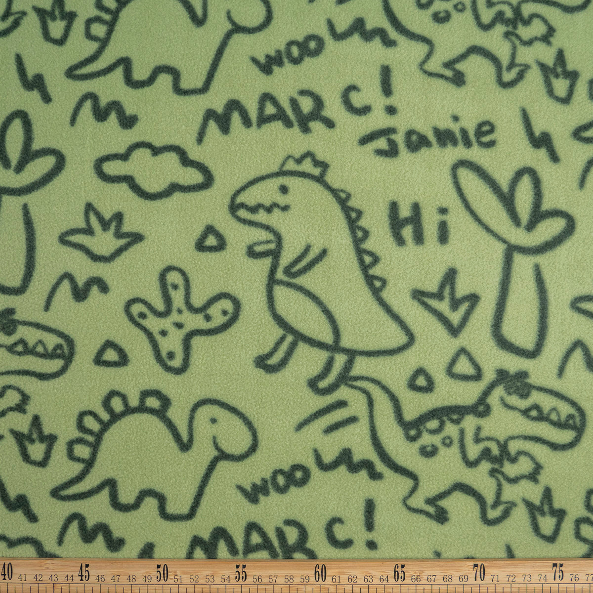 MOLETON FRISA ESTAMPADO VERDE SECO DINOS