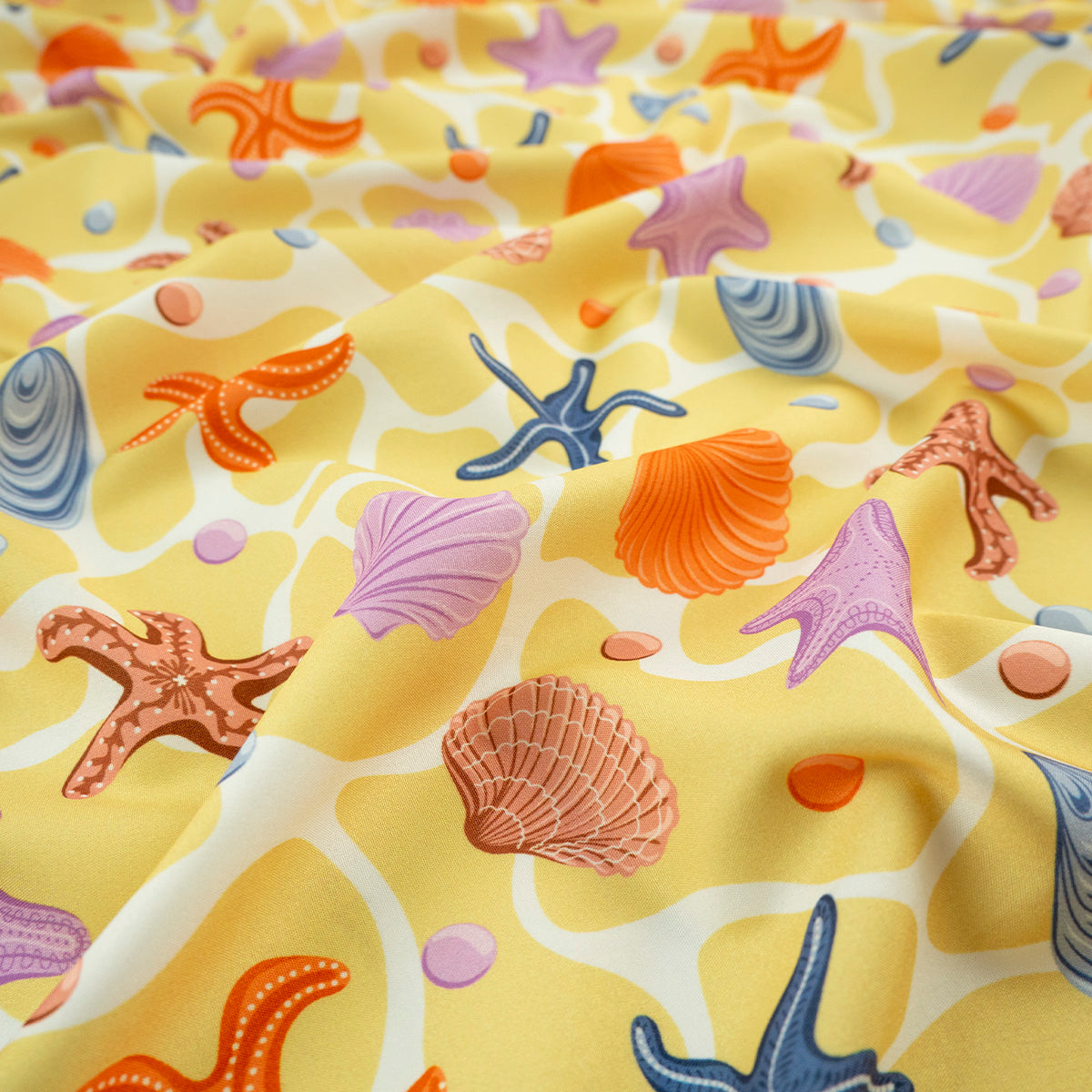 MICROFIBRA SPANDEX ESTAMPADO AMARILLO CERA FONDO MARINO
