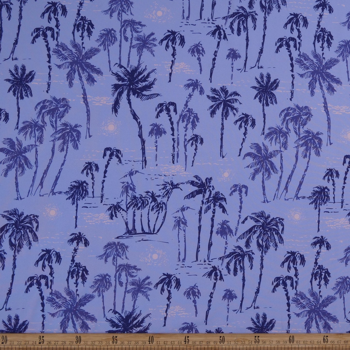 MICROFIBRA SPANDEX ESTAMPADO AZUL ULTRAMARINO PALMERAS