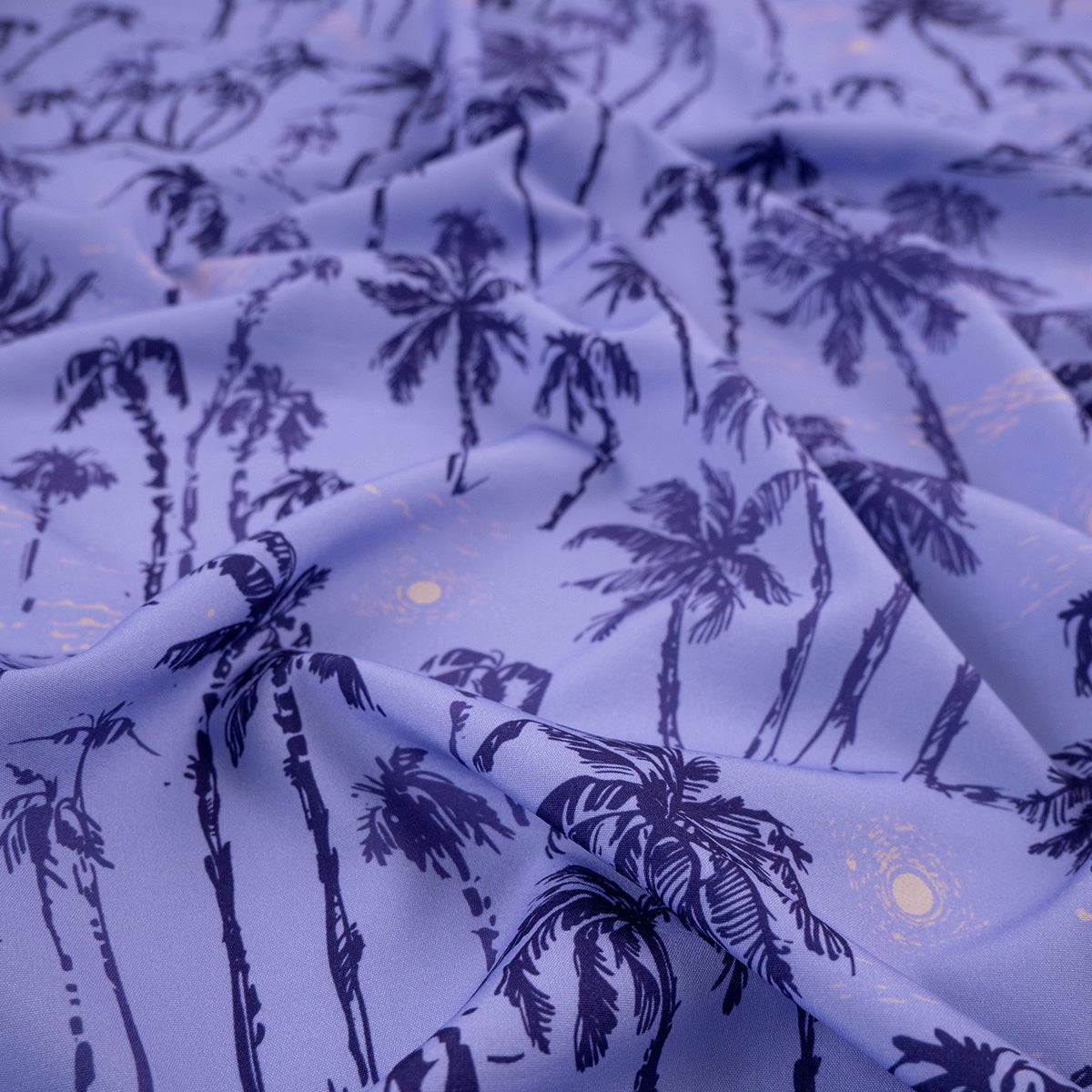 MICROFIBRA SPANDEX ESTAMPADO AZUL ULTRAMARINO PALMERAS