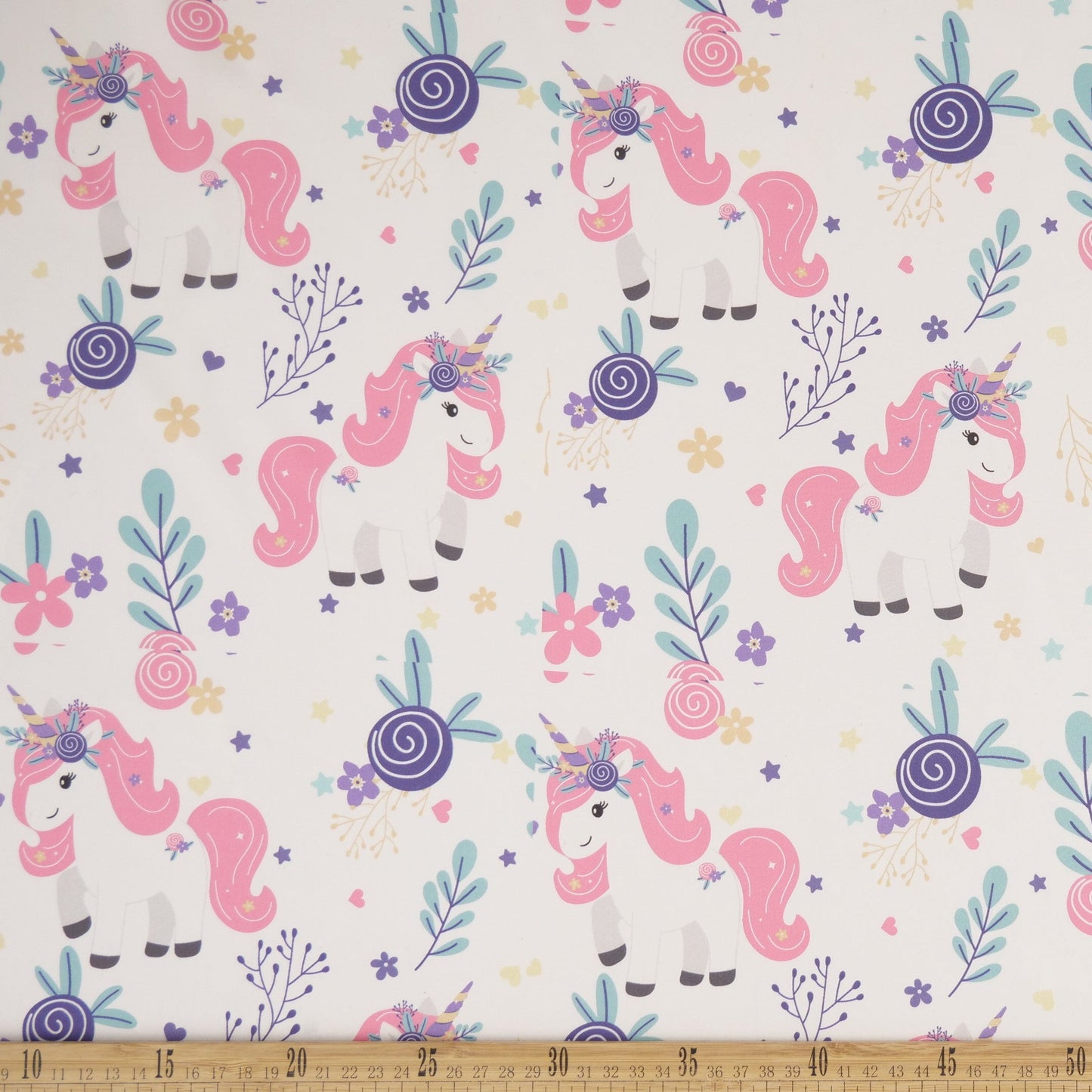 MICROFIBRA SPANDEX INFANTIL BLANCO BRILLANTE UNICORNIO