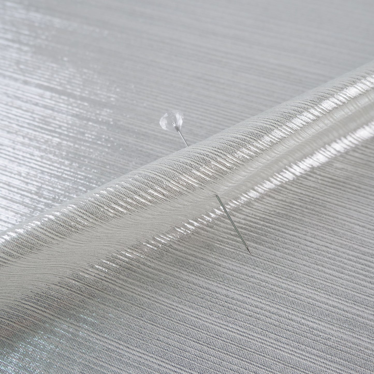 LAME PLISSE BLANCO BRILLANTE