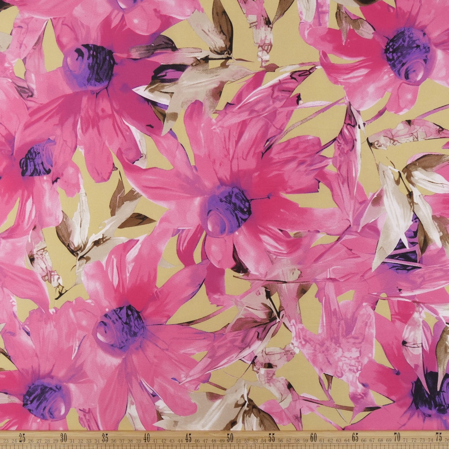 GASA SATINADA ESTAMPADO AMARILLO ACEITE FLORES