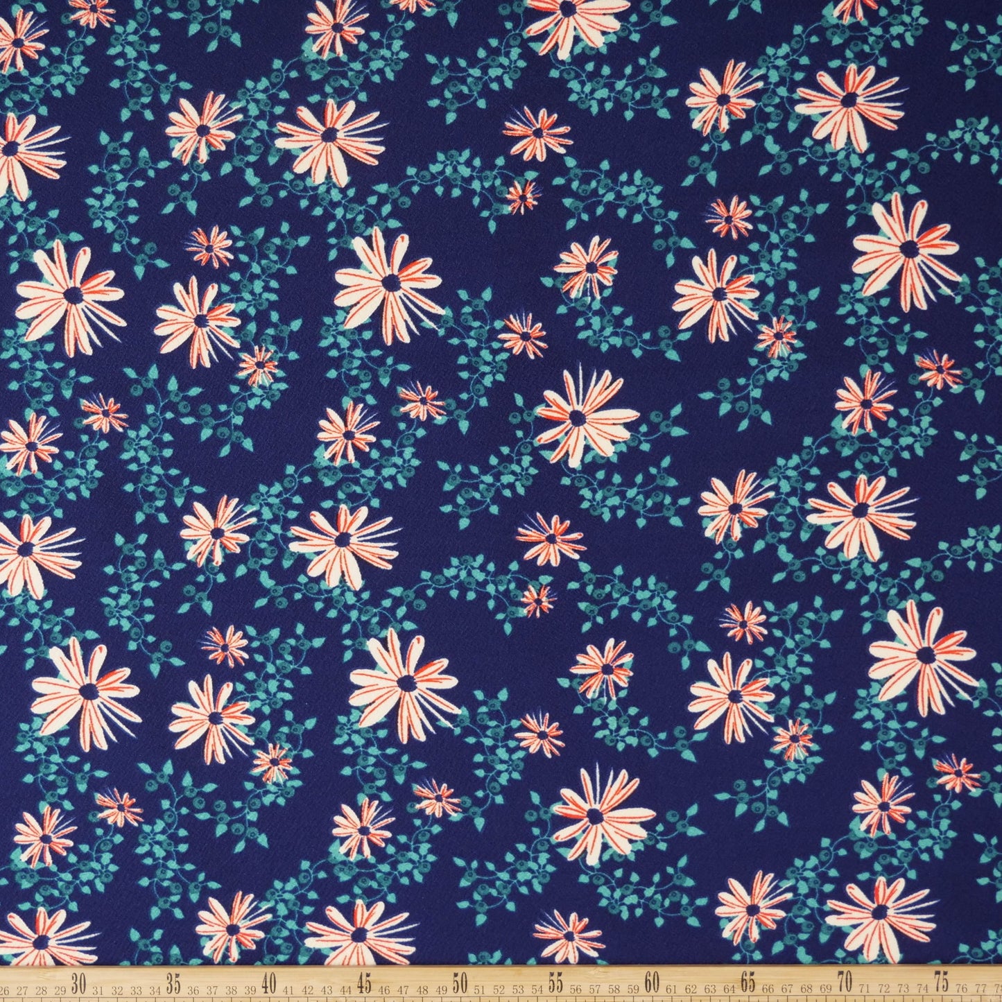CREPE BOUCLE ESTAMPADO AZUL COSTAL FLORES