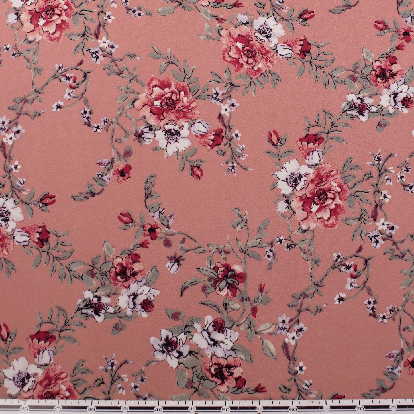 CREPE BOUCLE ESTAMPADO ROSA APRICOT FLORAL