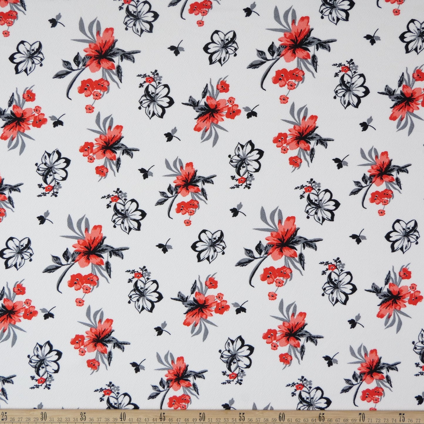 CREPE BOUCLE ESTAMPADO BLANCO BRILLANTE FLORAL