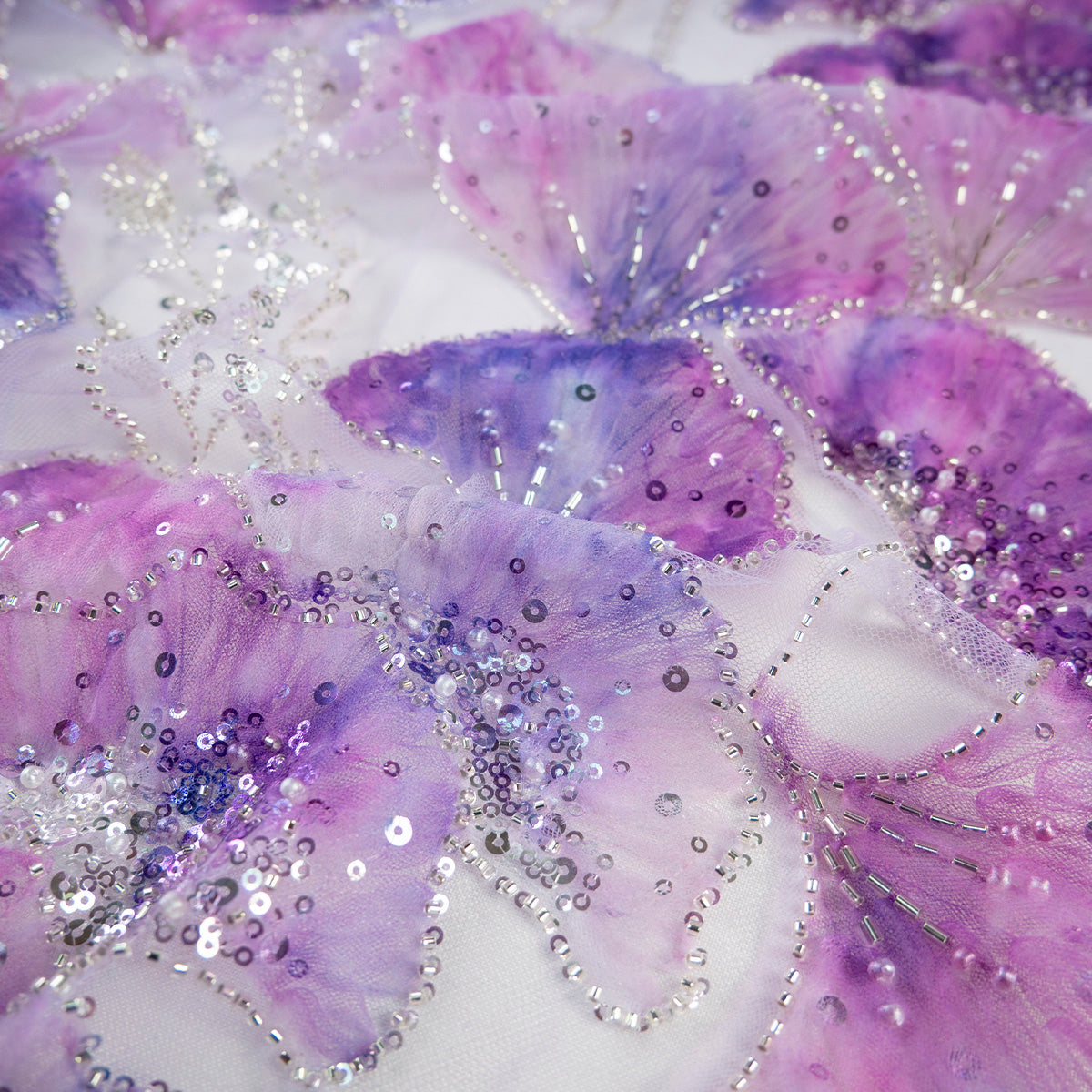 TUL PRADA LILA LAVANDA FLORAL MORADO