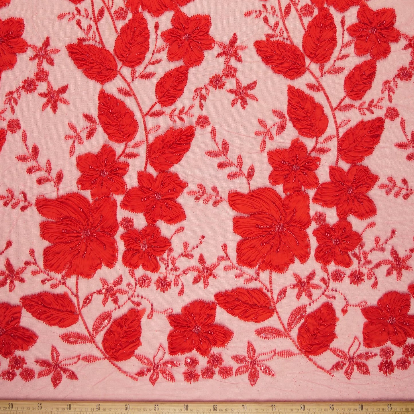 TUL FENDI ROJO SCARLATA FLORAL 3D