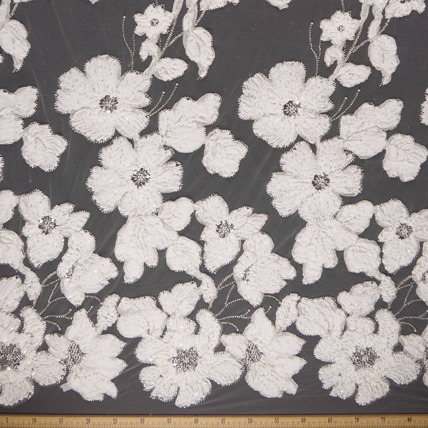 TUL FENDI BLANCO BRILLANTE COLLAGE FLORAL