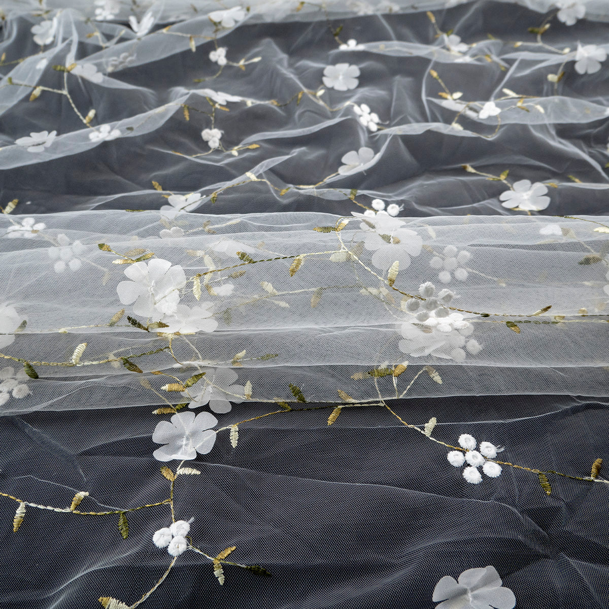 TUL LOLA BLANCO BRILLANTE RAMAS CON FLORES