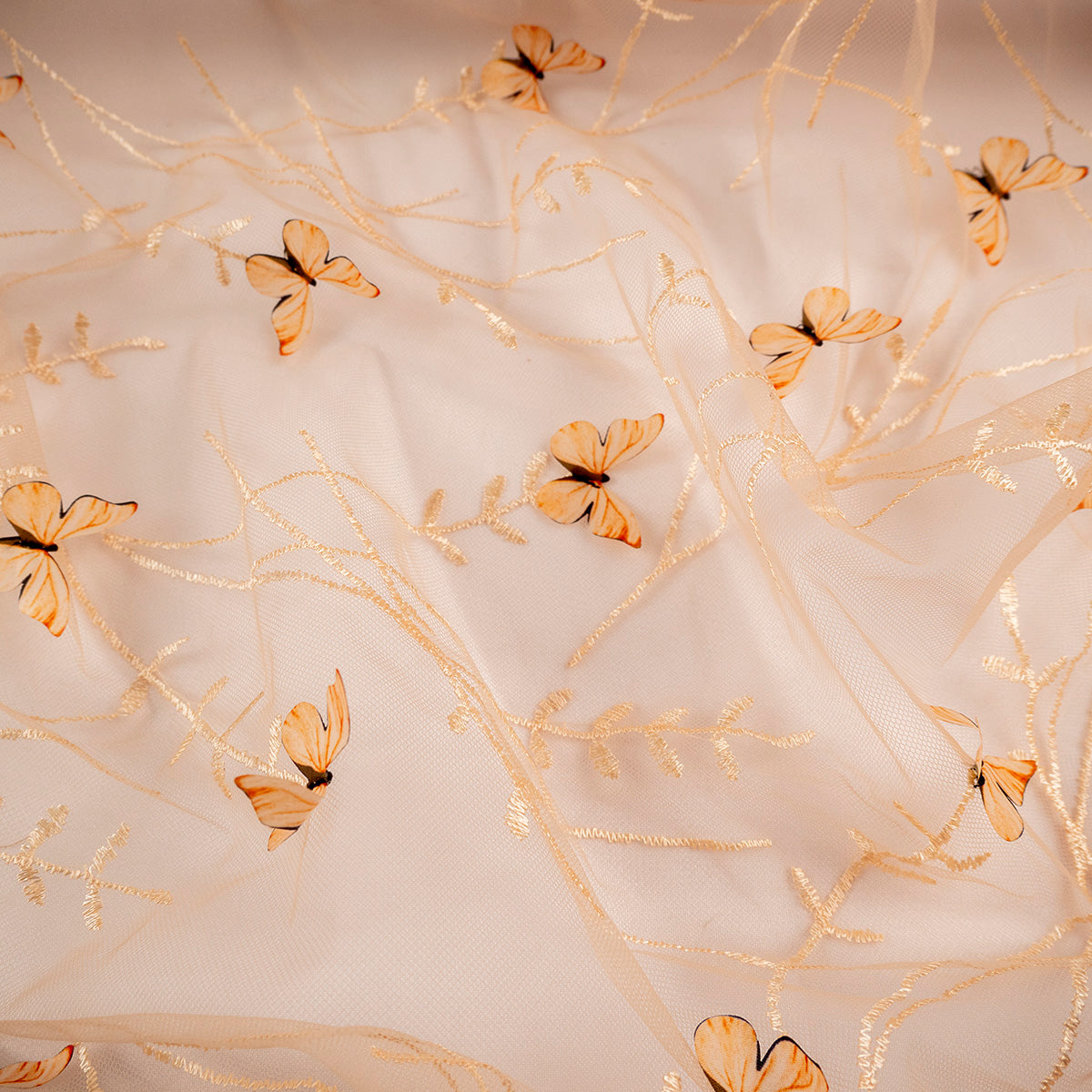 TUL LOLA BEIGE ANTILOPE RAMAS CON MARIPOSAS
