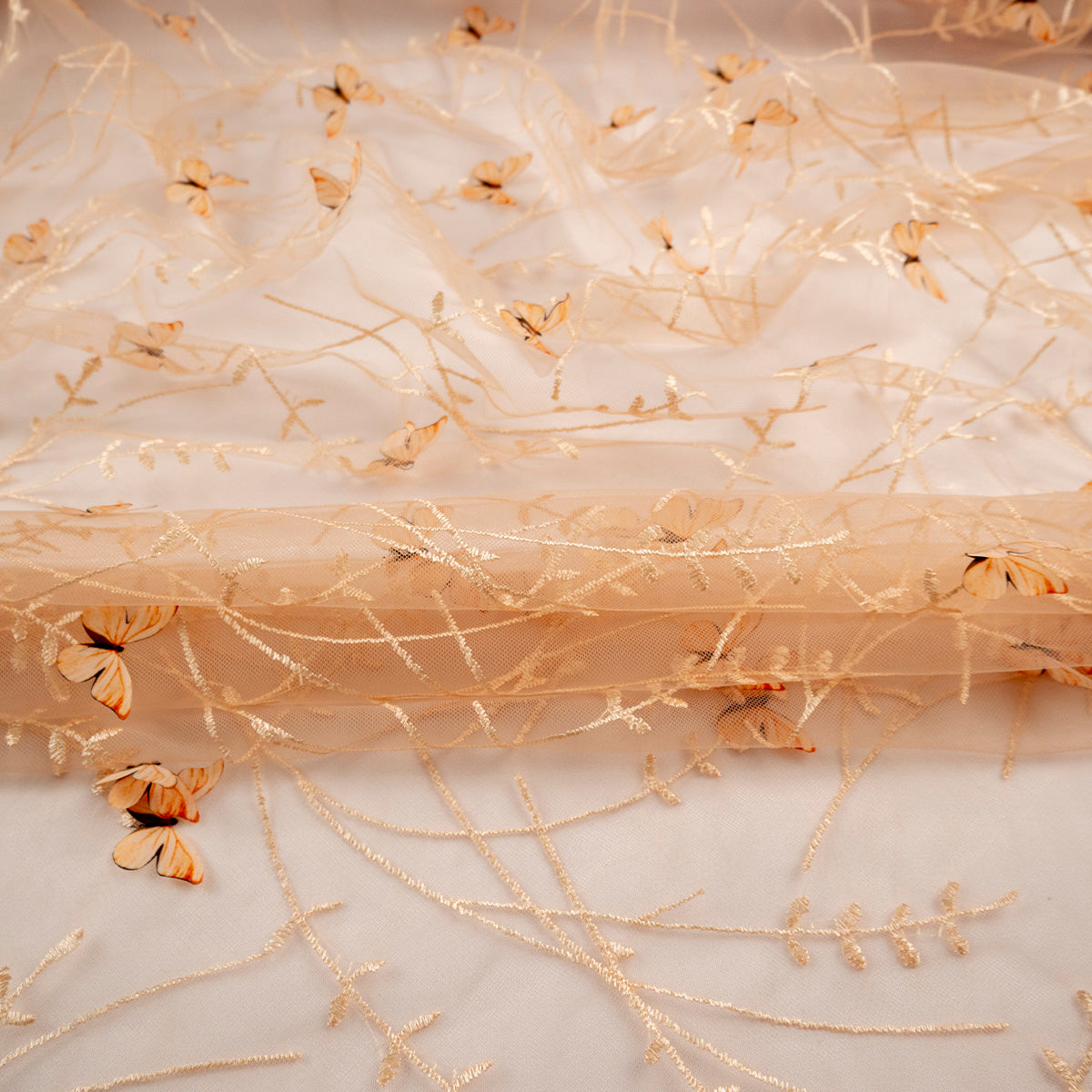 TUL LOLA BEIGE ANTILOPE RAMAS CON MARIPOSAS