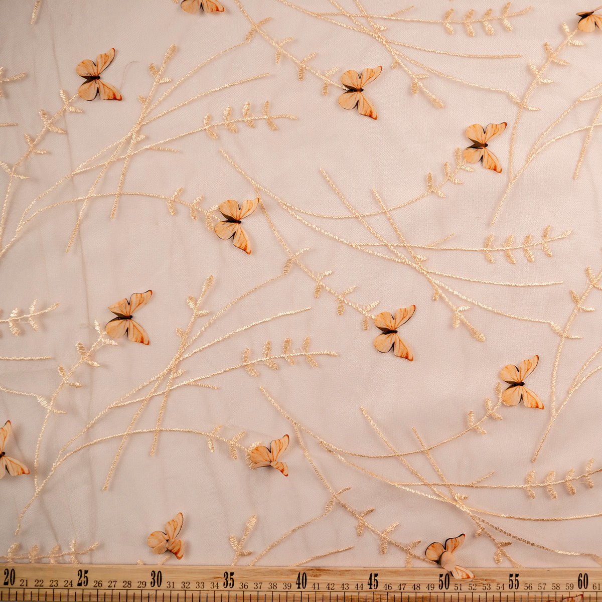 TUL LOLA BEIGE ANTILOPE RAMAS CON MARIPOSAS