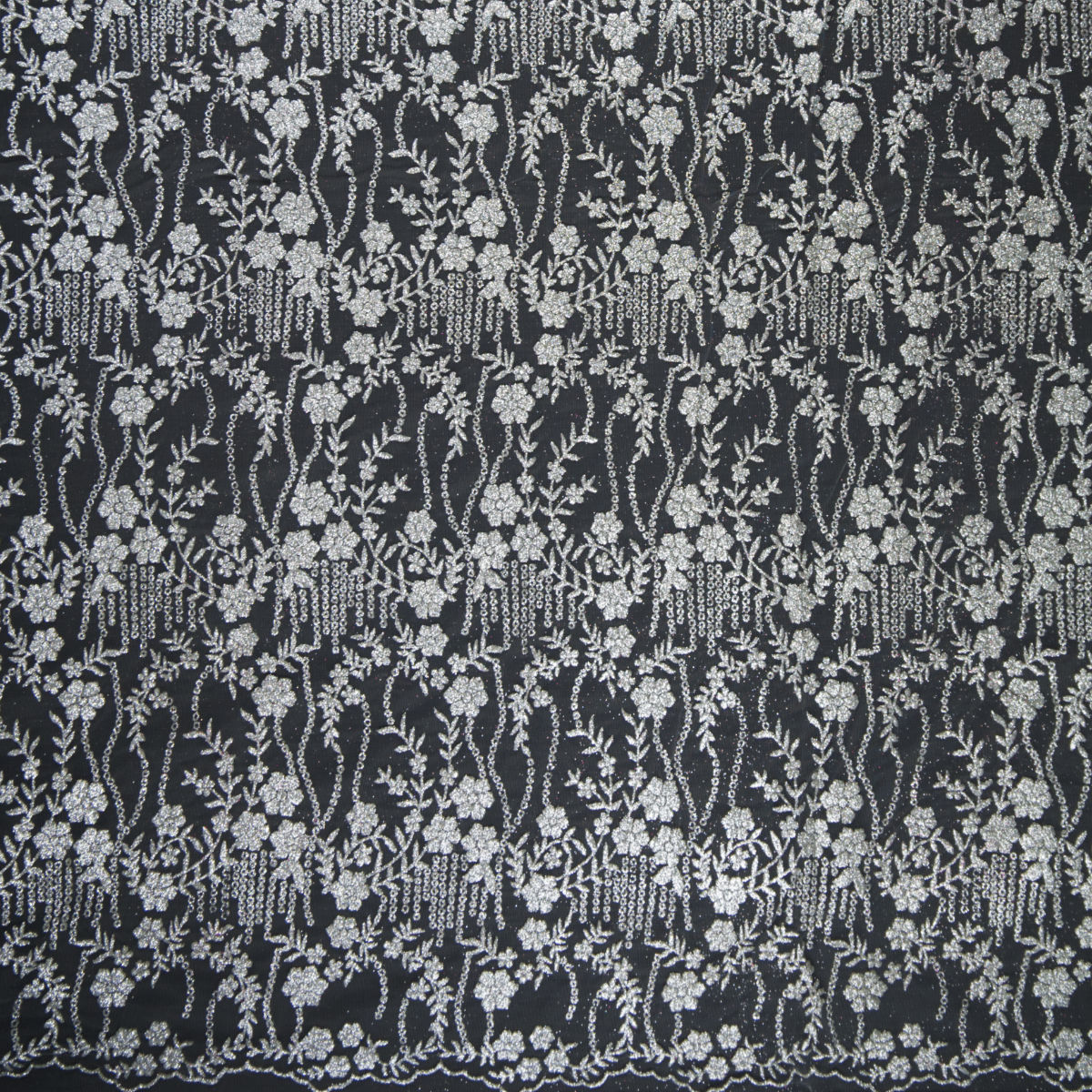 TUL LOLA GRIS MINIMAL FLORES GLITTER