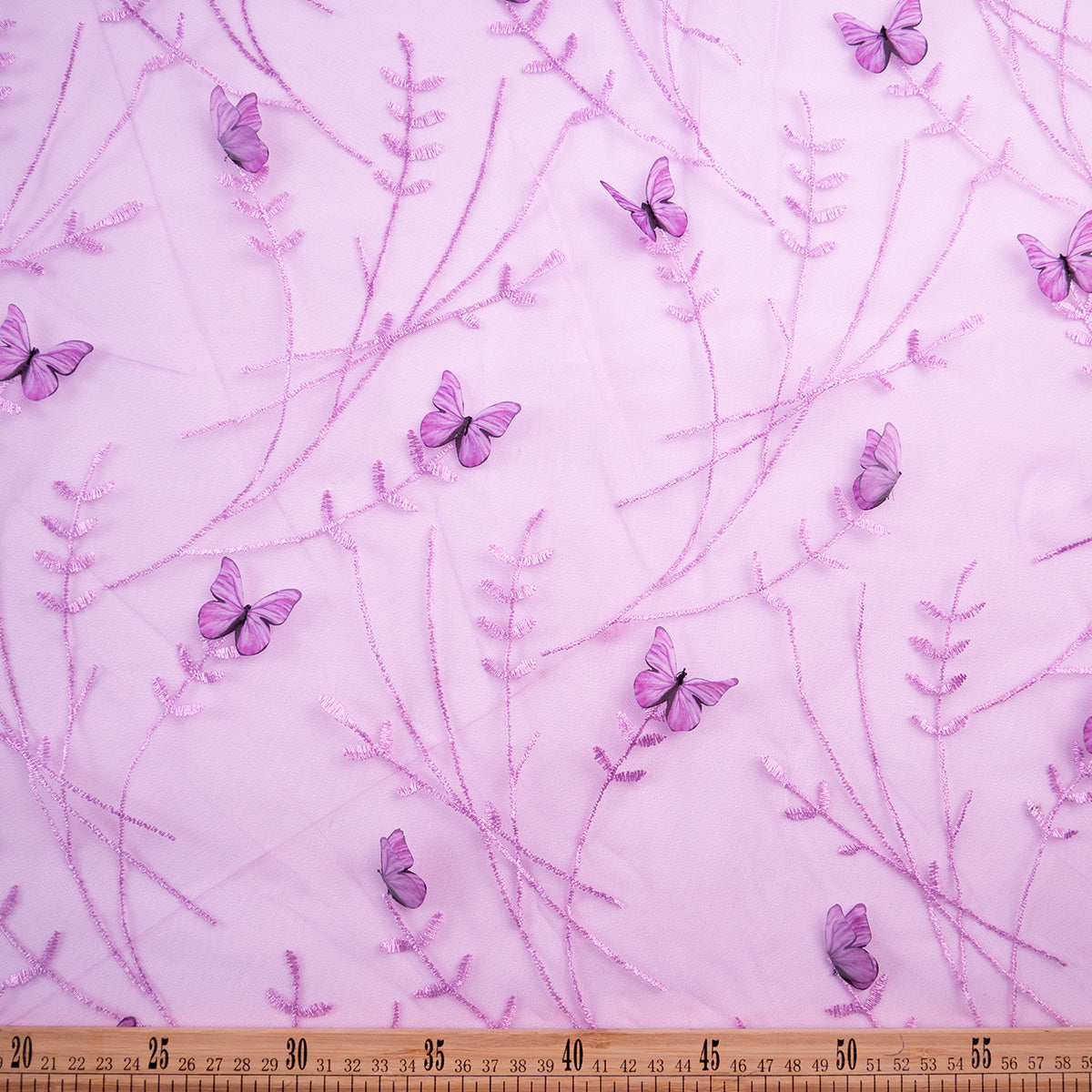 TUL LOLA LILA LAVANDA RAMA CON MARIPOSA
