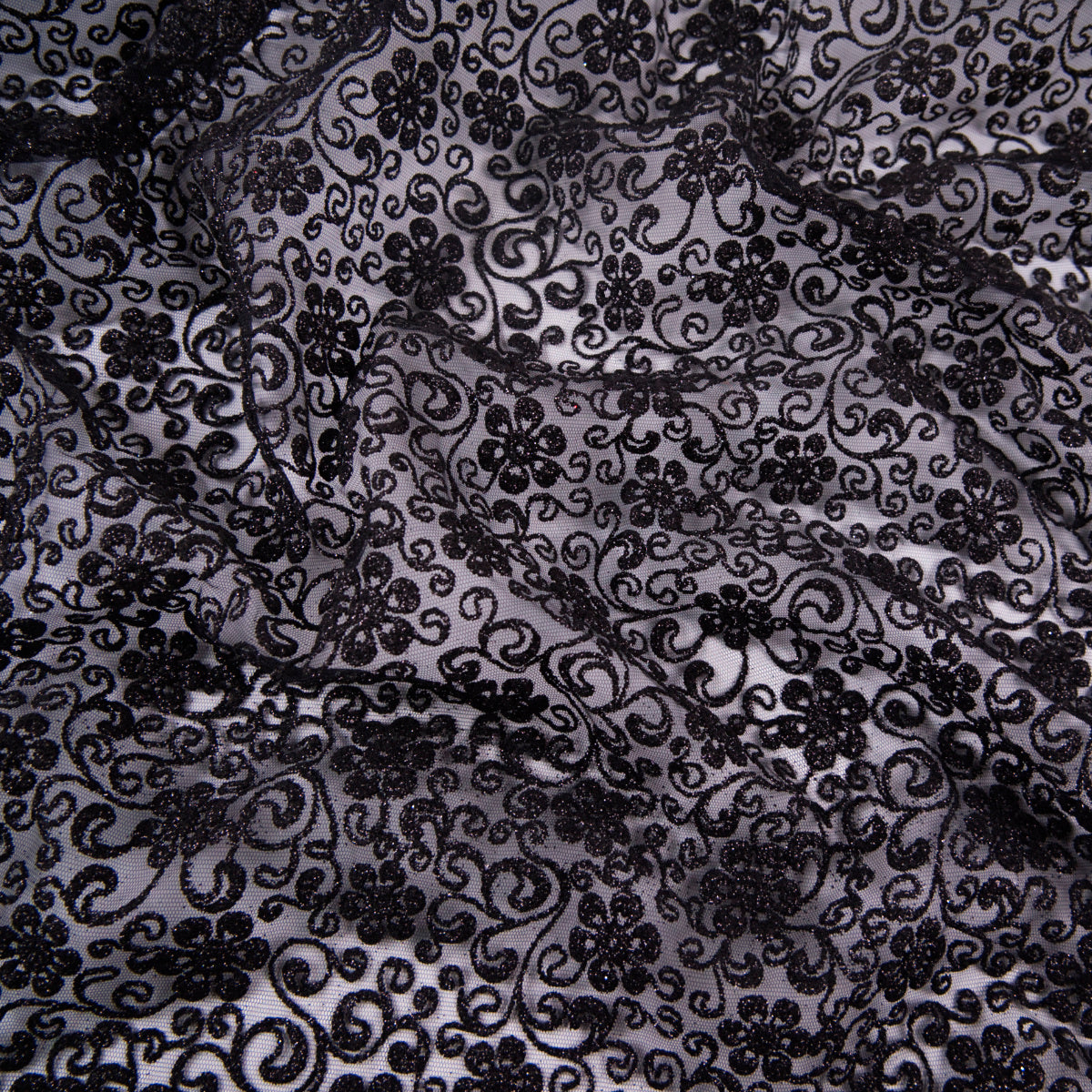 TUL LOLA NEGRO METEORITO FLORES GLITTER