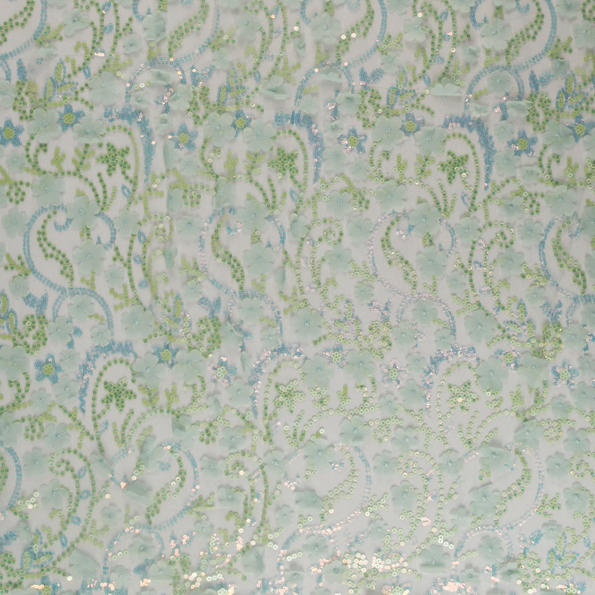 TUL LOLA VERDE AGUA ARANA FLORES