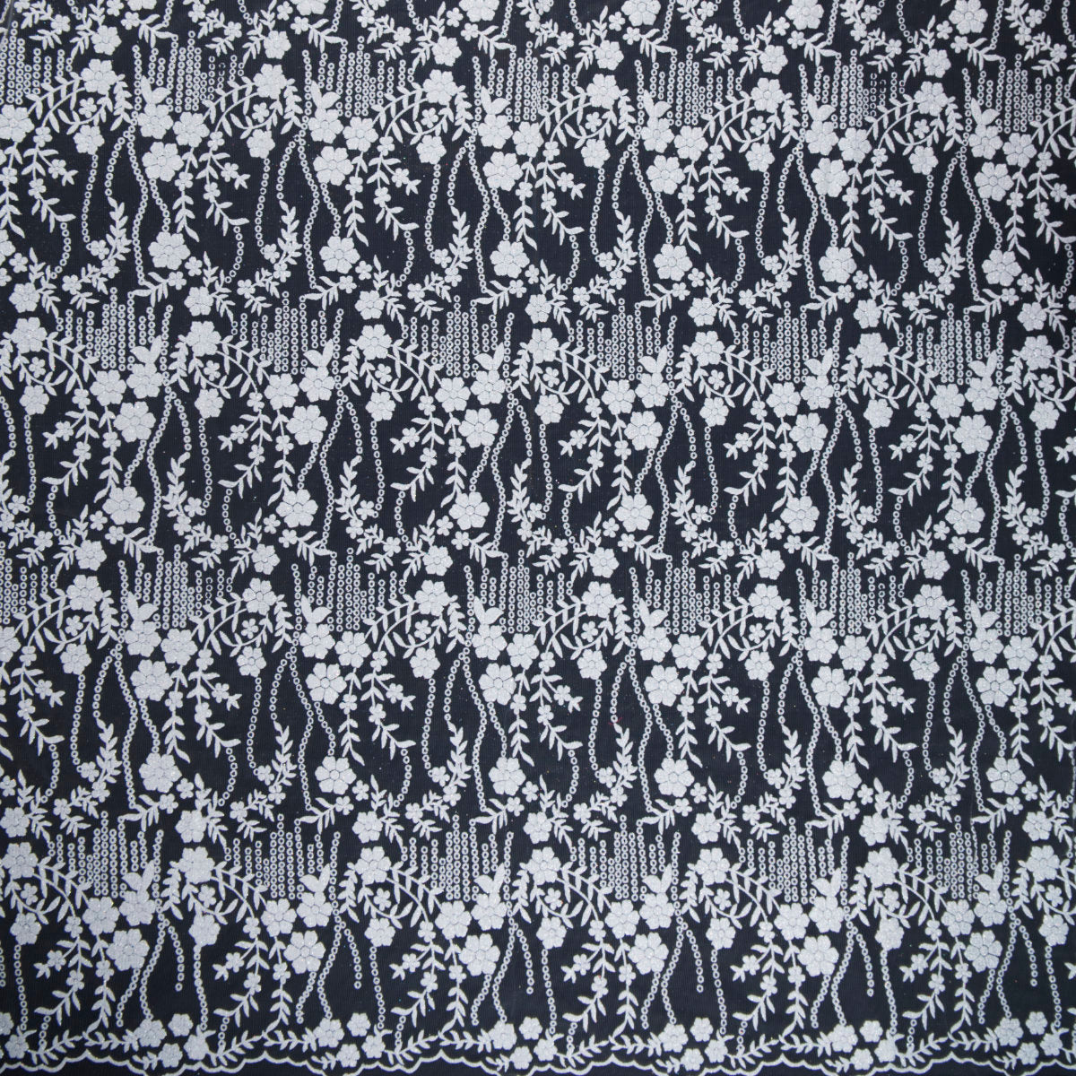 TUL LOLA BLANCO AZULADO FLORES GLITTER