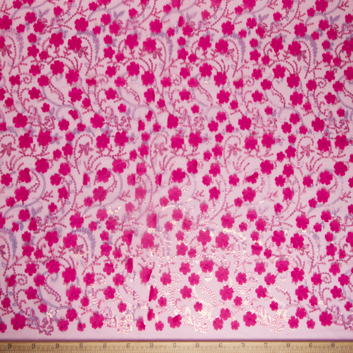 TUL LOLA MAGENTA FLOR CACTUS FLORES Y LENTEJUELAS