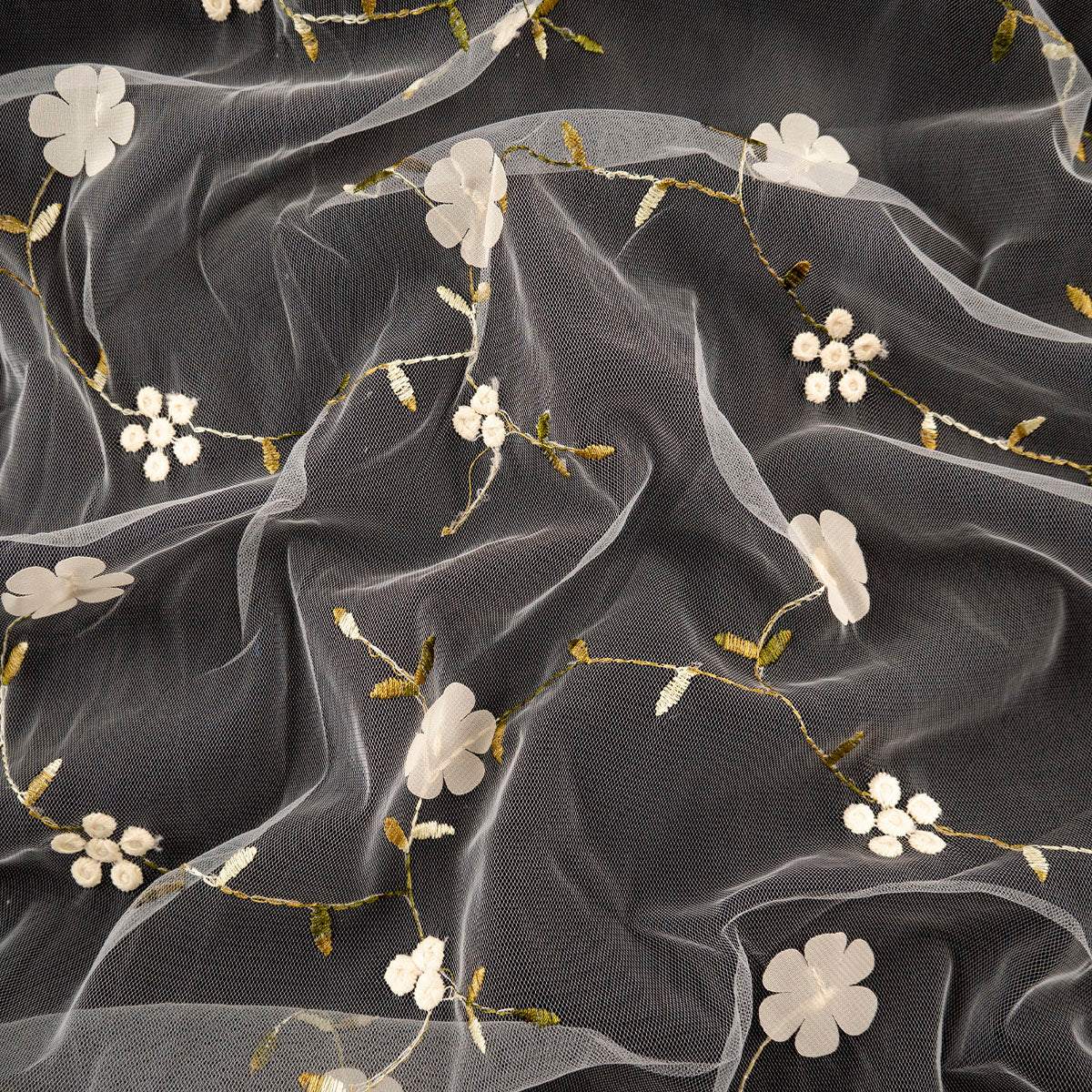 TUL LOLA BLANCO PAPIRO RAMAS CON FLORES