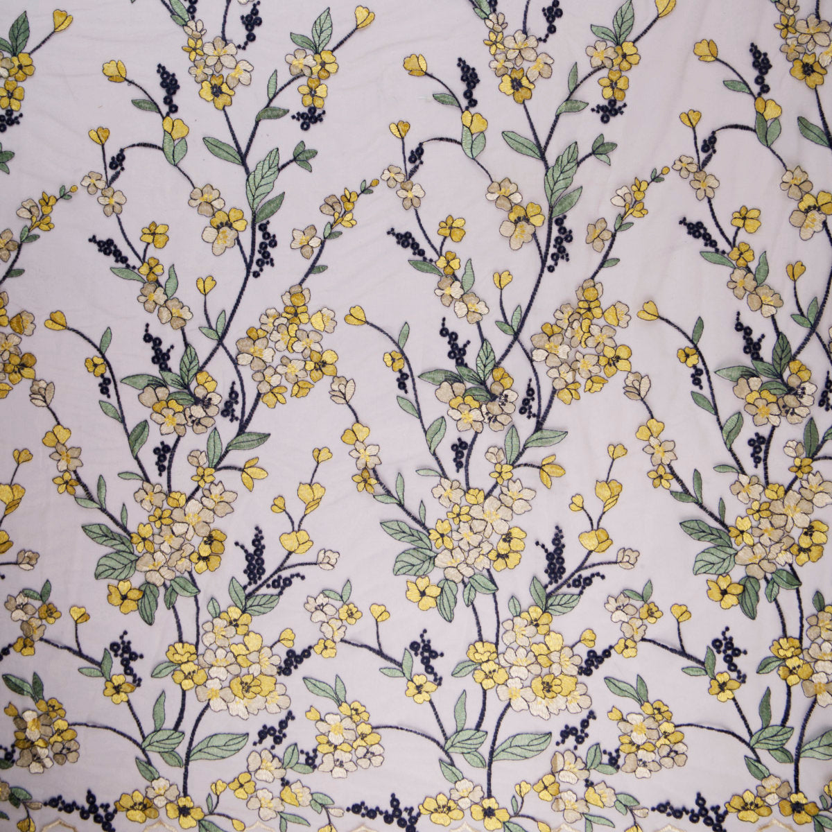 TUL LOLA BEIGE PLAZA TAUPE CON FLORES AMARILLAS