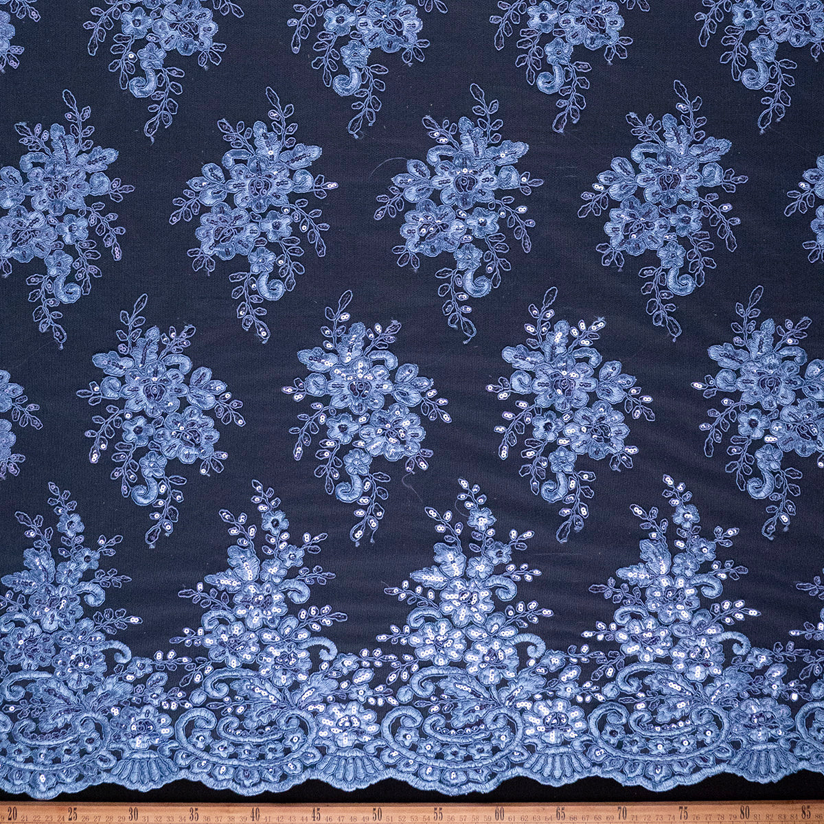 TUL ISABELLA AZUL PROVINCIAL CON LENTEJUELAS