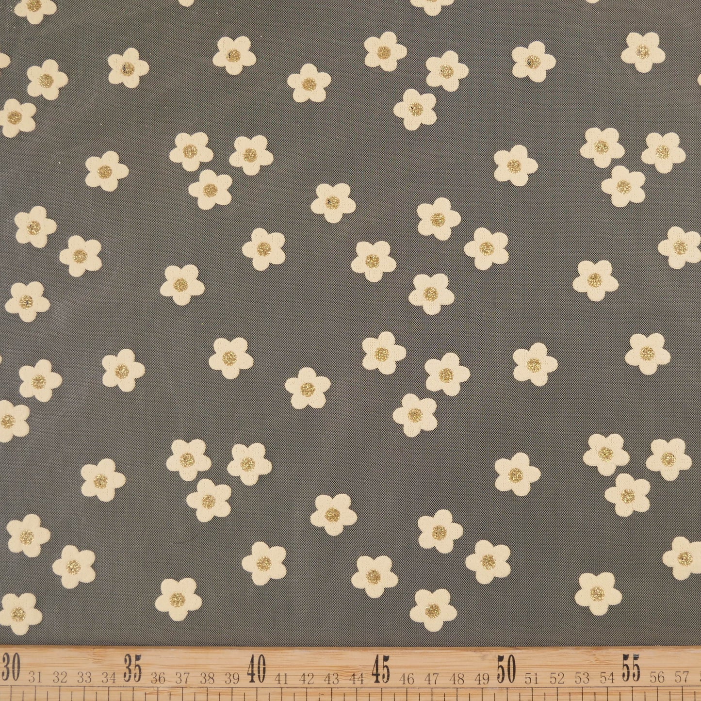 TUL FRANCES AMARILLO JARDIN CLARO CON FLORES PEQUEÑAS