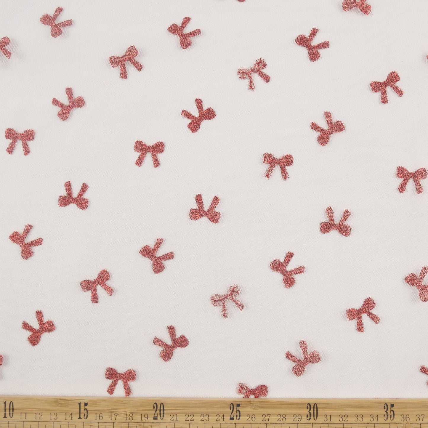 TUL FRANCES BLANCO BRILLANTE MOÑOS ROSA