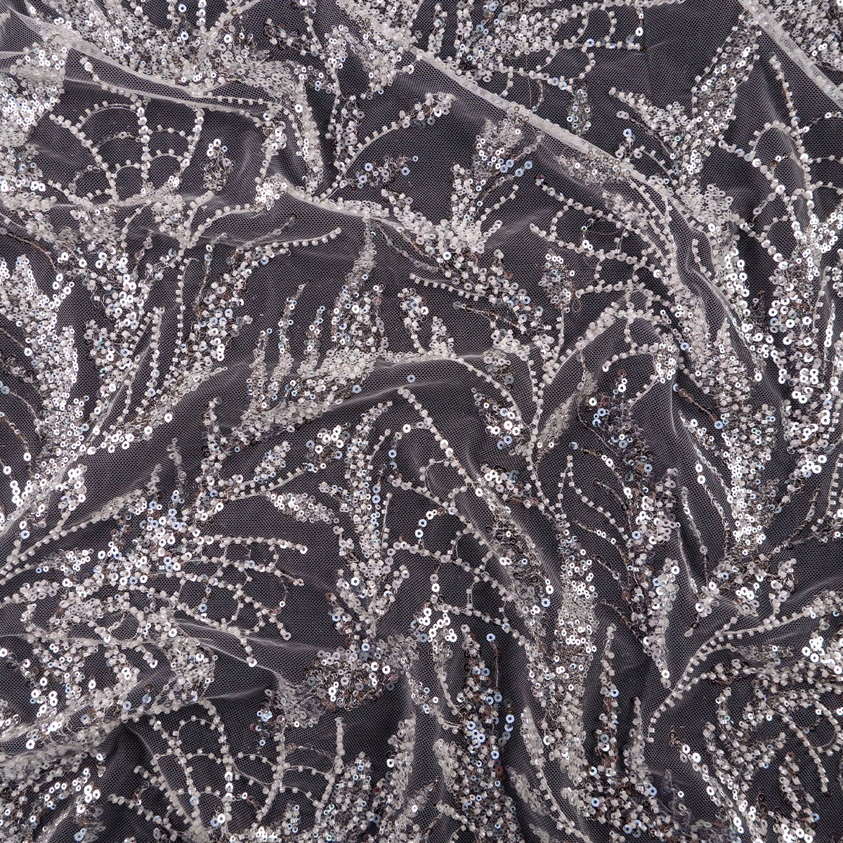 TUL GALLIANO BLANCO BRILLANTE CON HOJAS